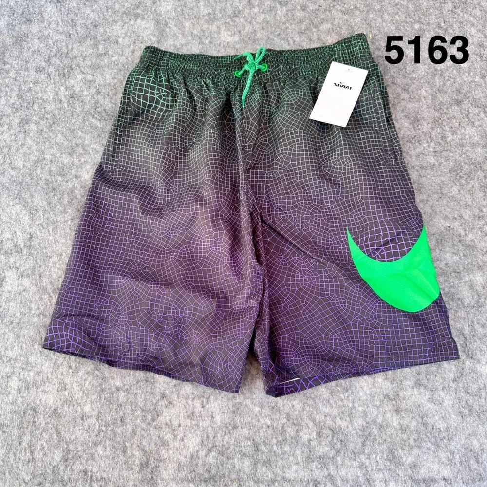 Nike Mens Swim Trunks Small Green Purple Grid Gradient Swoosh NESSD541-380 NEW